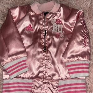 Adidas Pink Satin Bomber Jacket